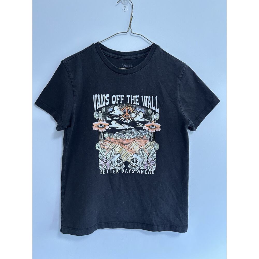 Vans Hippie Skull Tee Peace Grunge Black Womens XS‎ Graphic